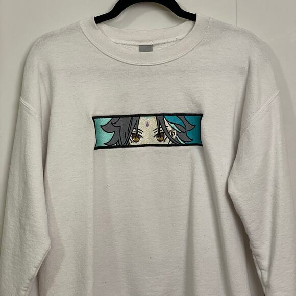Genshin Impact M/M Gildan embroidered character pullover sweater white anime - Picture 2 of 8